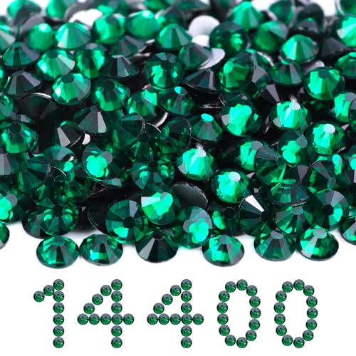 Image of Flatback Rhinestones Bulk, 14400PCS Malachite Green Rhinestones for Clothes DIY Decoration Crafts, Malachite Green, SS20, 4.6-4.8mm