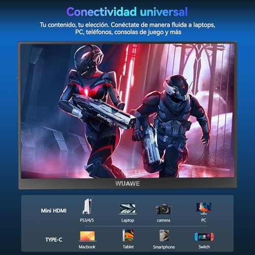 Image of WUAWE 16 inch 1200P 120Hz Portable Monitor, 100% sRGB Portable Gaming Monitor with Built-in Stand,HDR and Freensync, External USB C Monitor for Laptop, PC, Phone, Switch and PS5 (Black)