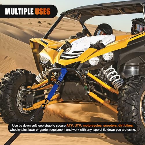 Image of Nilight Soft Loop 1.7 inchx17 inch Motorcycle Tie Down Straps Heavy Duty 12000Lbs Max Break Strength for Securing ATV UTV Kayak Moving Cargo (8PK-Blue)