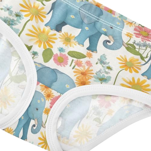 Wusikd Elephants Girls' Underwear Cotton Colorful Daisies Girls Briefs Soft Toddler Underwear 2T4