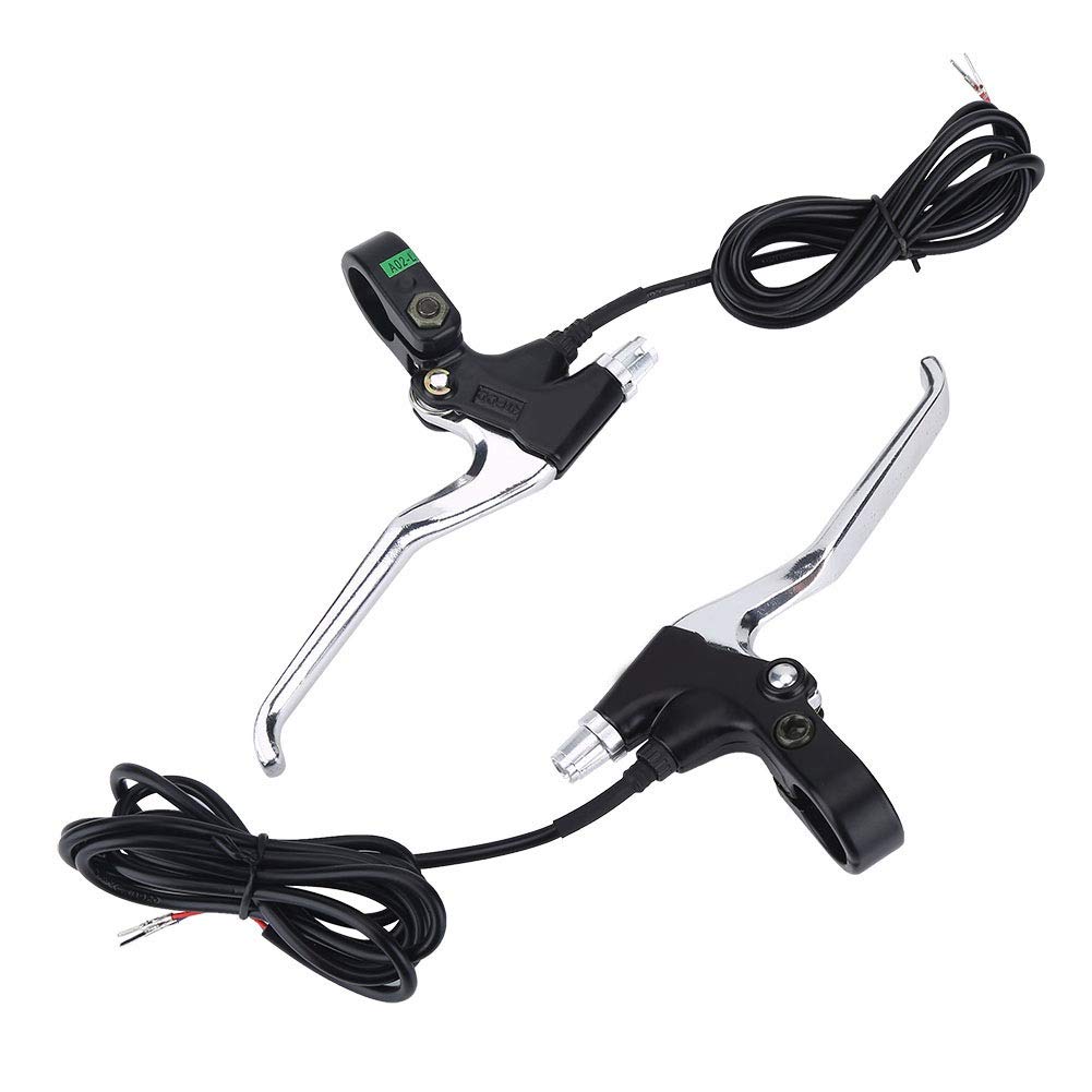 MAGT Dźwignie hamulca rowerowego - 1 para uniwersalna dźwignia hamulca rowerowego, 2-żyłowa wymiana elektrycznej dźwigni hamulca, do rowerów elektrycznych i górskich (czarny i srebrny)