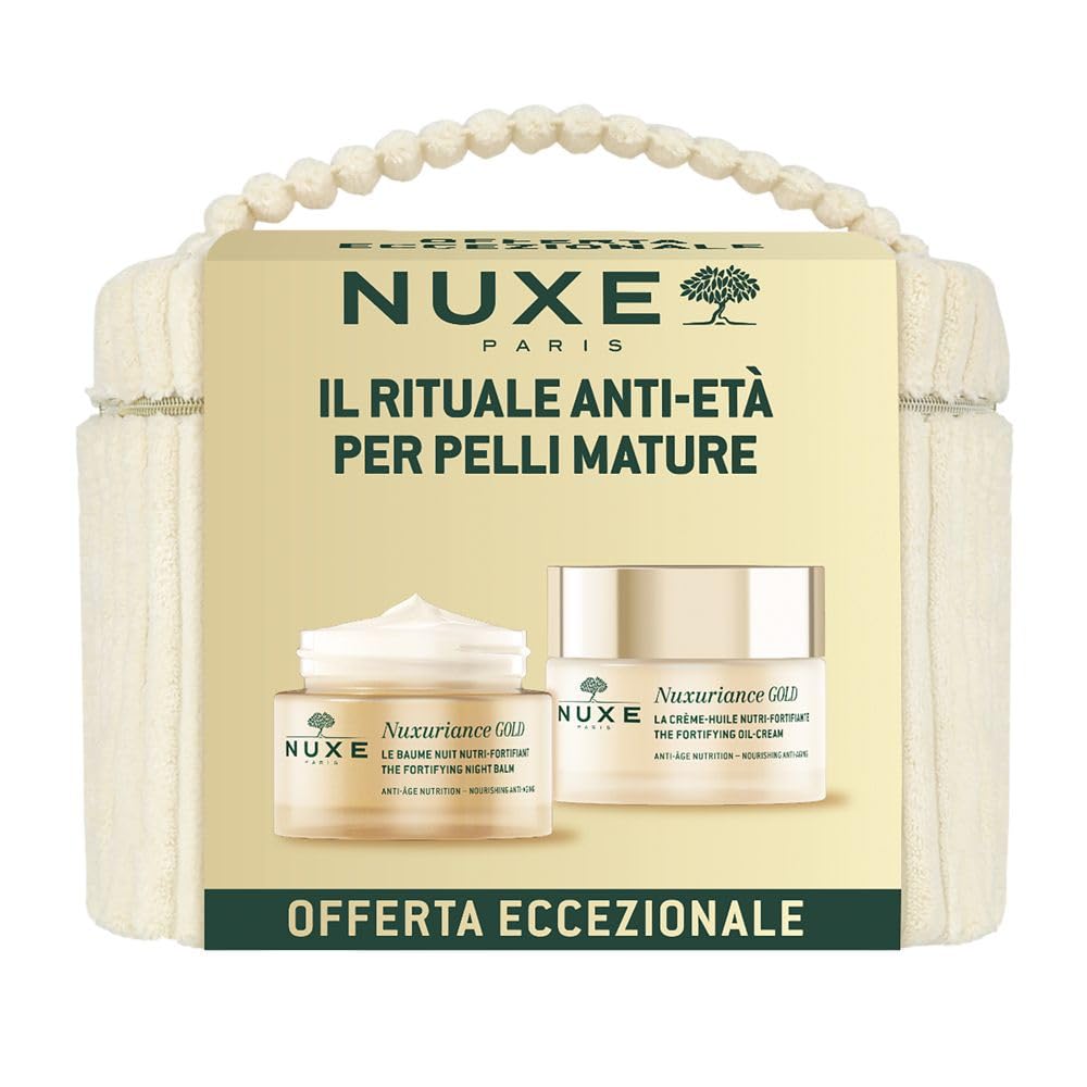 Nuxe Nuxuriance Gold Cofanetto viso antietà Crema Olio Giorno + Balsamo Notte, 2 x 50ml