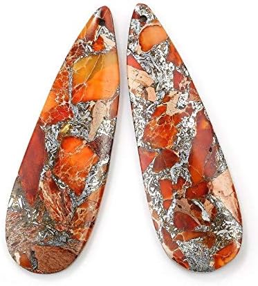 Orange Sea Sediment Jasper Pendant Earrings Teardrop Shape 18x60mm Sold Per Pair