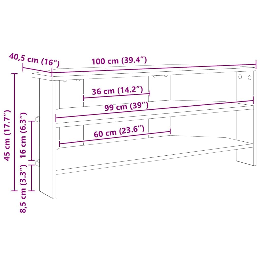 vidaXL EckTVSchrank Schwarz 102x40,5x45cm Holzwerkstoff, Stylisches Wohnzimmer, moderner rechteckiger TV-Schrank, robuster Medienkonsole für Unterhaltung