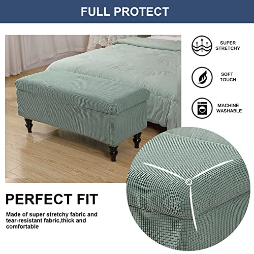 Image of FUANGUI Ottoman Cover Stretch Storage Ottoman Bench Slipcover Printed Folding Storage Bench Ottoman Cover Footrest Stool Slipcover Footstool Protector Cover with Elastic Bottom, Large