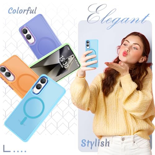 Image of for Samsung Galaxy S25 Edge Case, Matte Magnetic Phone Case with 1 Screen Protector, Support for Magsafe, Translucent Frosted Shockproof Protective Cover for Samsung Galaxy S25 Edge, Light Blue