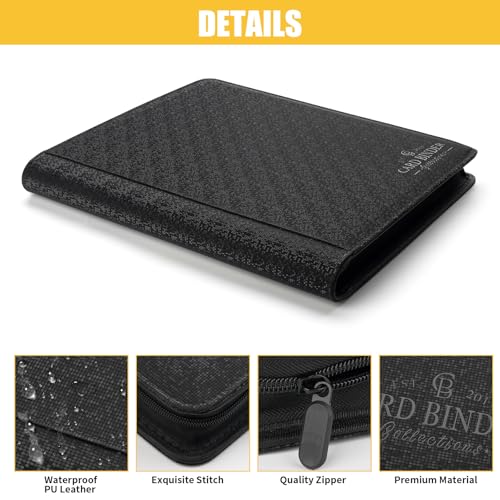 Image of Toploader Binder,Toploader Hard Cases, 9-Pocket Pages Sleeves Hold up 288 Cards.Toploader Card Binder with Sleeves for inch3x4 inch rigid,Card Holder(black)