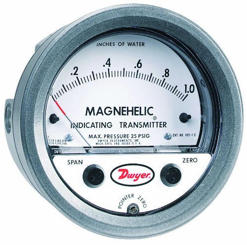 Dwyer Magnehelic Series 605 Differential Pressure Indicating Transmitter, 0-10"WC Range #1