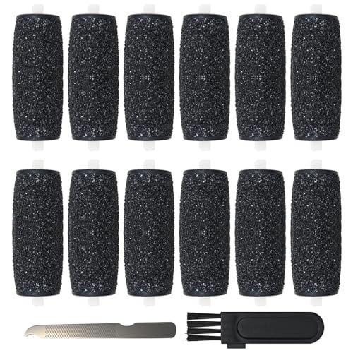 12 Pcs Replacement Rollers Head Refills Compatible with Amope Pedi-Perfect Pro Electric Callus Remover Foot File - Extra Coarse