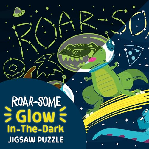 Chuckle & Roar - Rompecabezas Brillan en la Oscuridad para Niños - 100 Piezas Educativo de Dinosaurios Espaciales - Edad 6+ miniatura 4