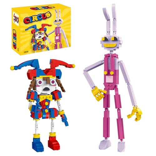 Halloween Circus Pomni Action Figure Building Kit Compatible with Lego Sets for Adults, Circus Toys for Boys and Girls 8-12,14 Years Birthday Gifts 519 pcs