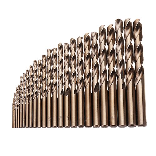 RFElettronica Drillpro 25 pièces de 1 à 13 mm HSS M35 Set de forets hélicoïdaux au cobalt pour perçage bois et métal