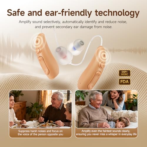 Image of Retekess TE201 Hearing Aids for Seniors, Gift for Parents, Beginners & Backup, Safe&Clear Sound,Movie Mode,40H Battery Life with Charging Case,Discreet Design Rechargeable OTC Hearing Aid Kit