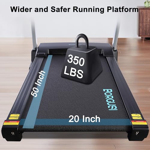 Image of BORGUSI Treadmill with 15% Auto Incline and 350 LBS Capacity, 3.5 HP Folding Electric Treadmill Running Machine with Bluetooth Speaker for Home Use, 20 inch Wide Tread Belt, Max 10MPH Speed
