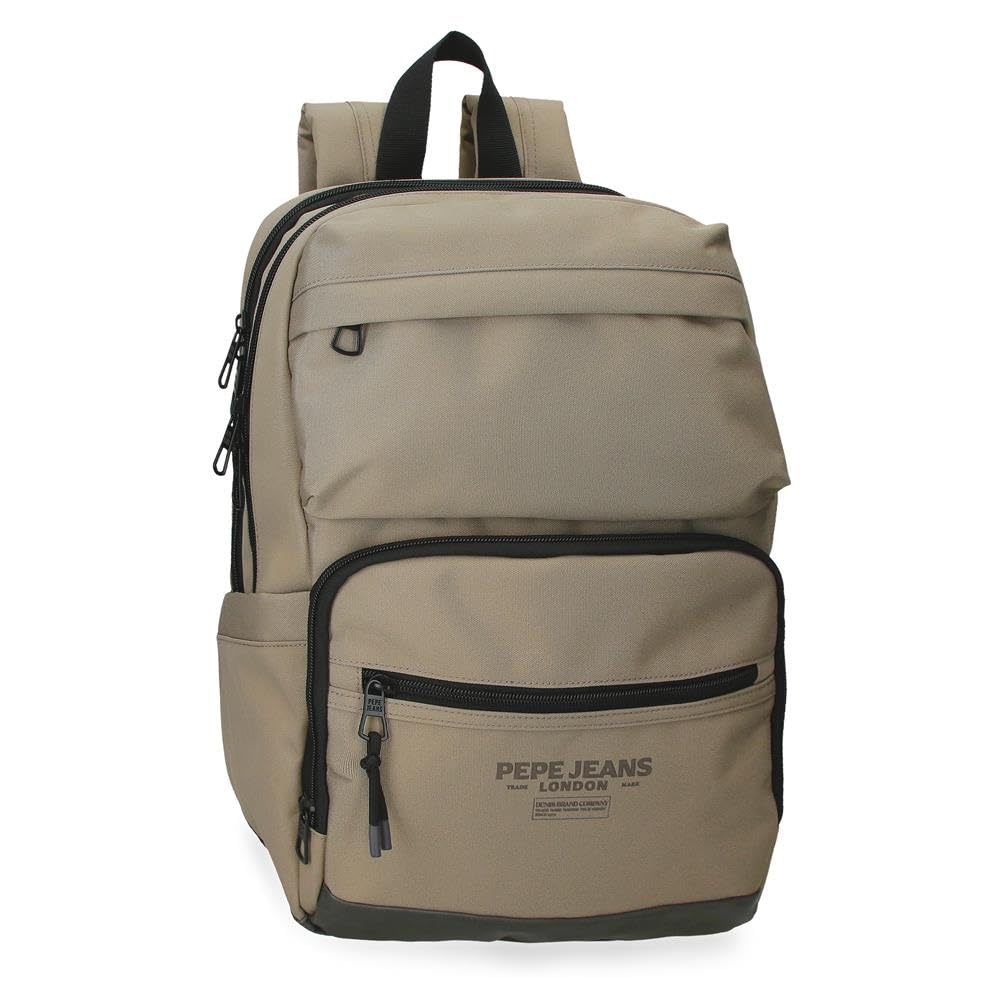 Pepe Jeans Waltford Casual Laptop Backpack 13.3 inch Beige 25x37x12 cm Polyester with Synthetic Leather Details 9.25L by Joumma Bags