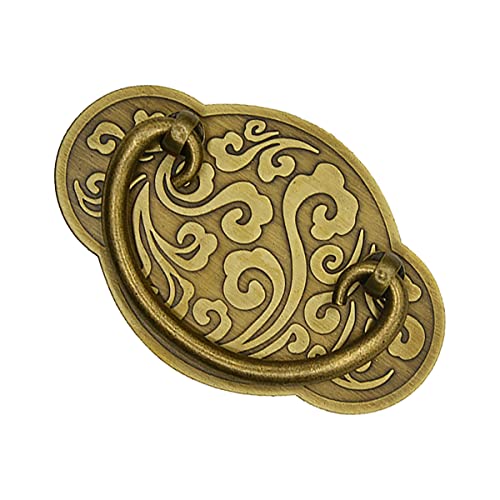 JUNENTER ヴィンテージ 純銅 エンボス加工 引き出しハンドル ワードローブ 取っ手 頑丈 アンティーク 真鍮ハンドル ネジ付き レトロ キャビネット クローゼット 引き出しドア用 真鍮