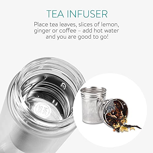 Navaris Botella de Agua de Cristal - Termo para té de 450 ML de Vidrio de borosilicato - Tetera con Filtro para té de… - Imagen 7