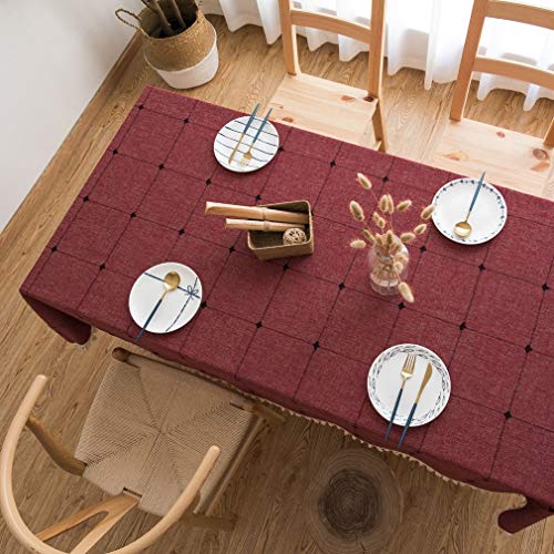 Nappe de table rouge coton lin pour masquer et protéger vos meubles - 6