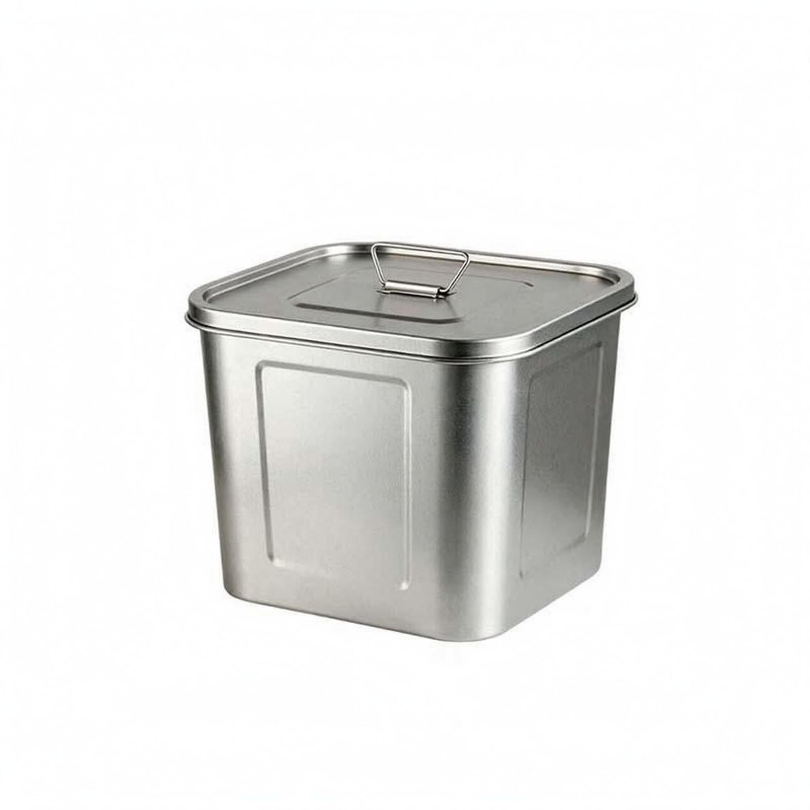 Vorratsbehälter Edelstahl Vorratsdose Lebensmittelbehälter Behälter mit Verschließbarem Deckel Und Gummiertem Abschluss, 35 35 40cm【48L】, Quadratischer Erhöhter Eimer