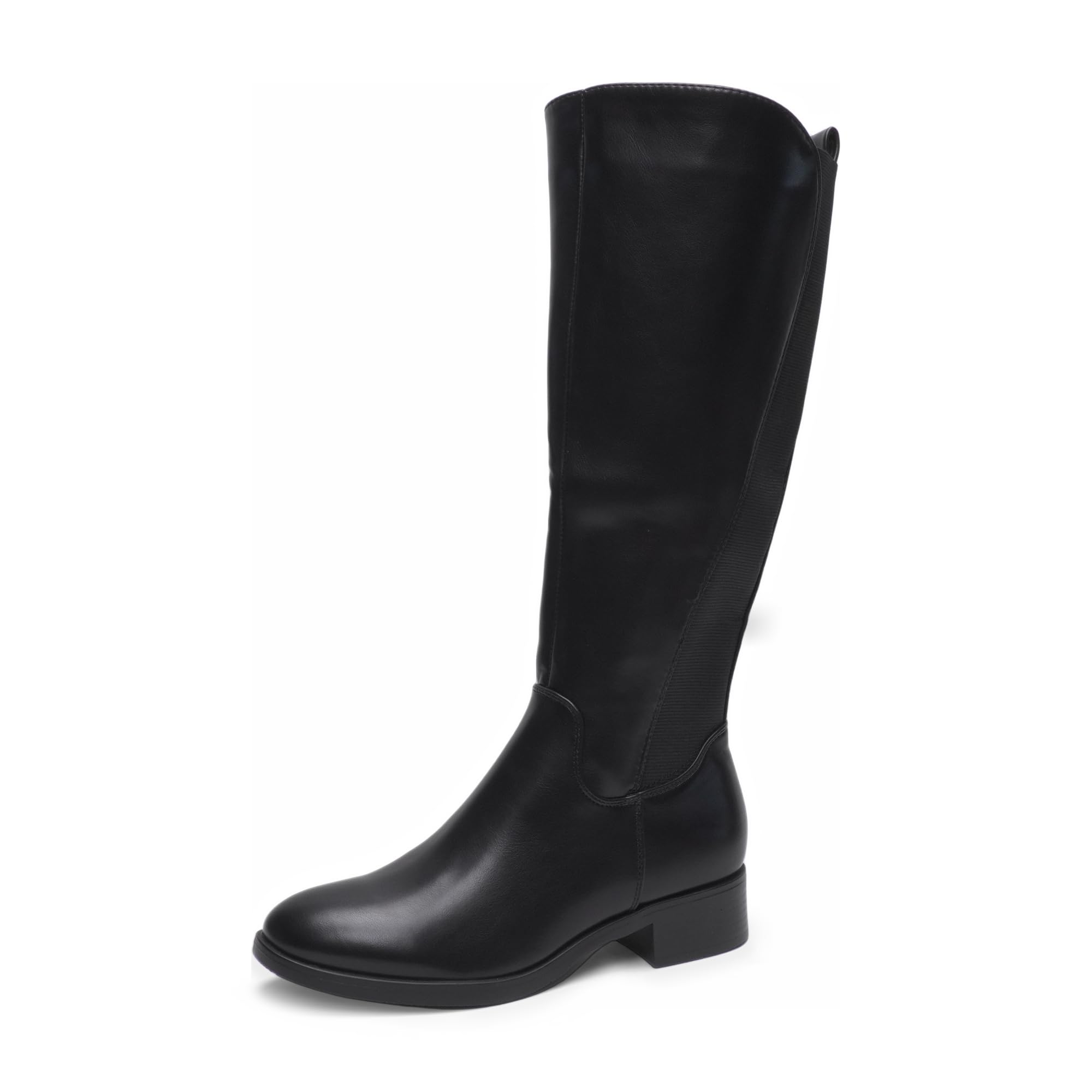 MISSCAI Stivali Donna al Ginocchio Tacco Basso 3,5 cm Gambale Elasticizzato | Stivali invernali alti cavallerizza eleganti con inserto elastico, gambale 37 cm e tacco a blocco