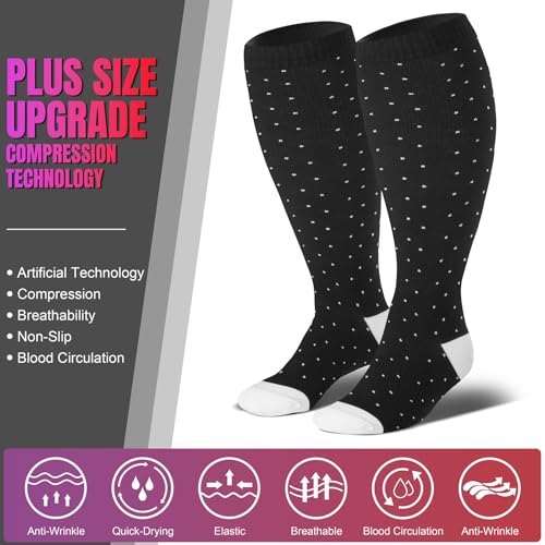 Image of bropite 3 /4 Pairs Plus Size Compression Socks for Women & Men 20-30 mmhg-Extra Wide Calf Support Socks for Medical,Running