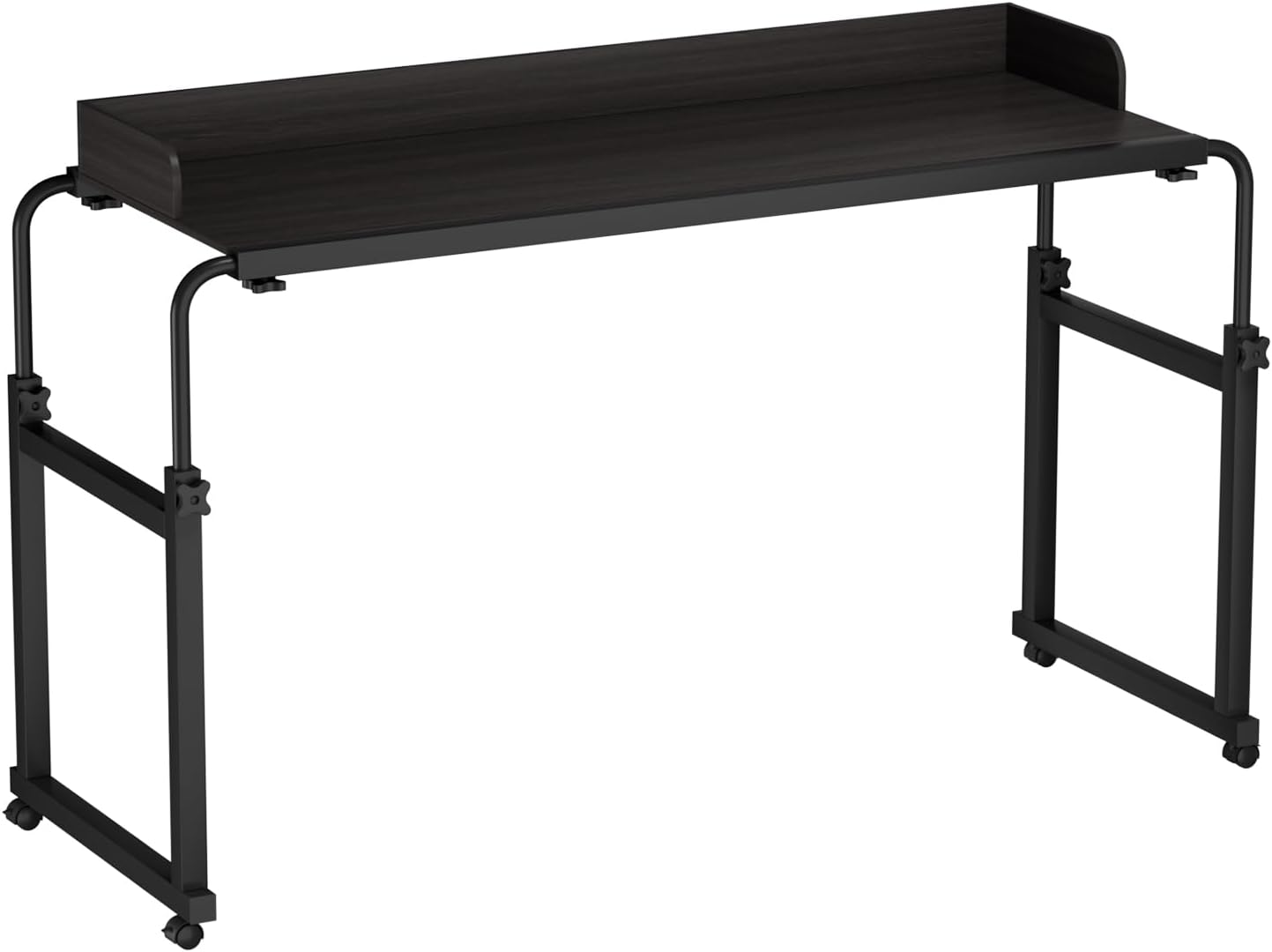 overbed Table with Wheels Adjustable Height, Adjustable overbed Table with Wheels， Rolling Over-The-Bed Laptop Desk with Raised Baffle, Home Office Bedroom Hospital Workstation Table Matt