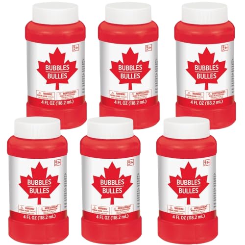 Amscan Dazzling Red &Amp; White New! Canada Day Bubbles - 4 Oz. (Pack Of 6) - Long Lasting Quality - Perfect For Festive Gatherings And Parties