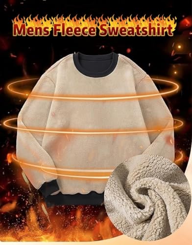 Image of STICKON Men's Sherpa Lined Sweatshirts Heavyweight Warm Long Sleeve Crewneck Sweater Winter Fleece Pullover