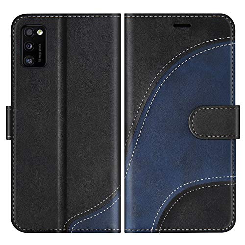 BoxTii Cover per Galaxy A41, Custodia in PU Pelle Portafoglio per Samsung Galaxy A41, Magnetica Cover a Libro con Slot per Schede, Nero