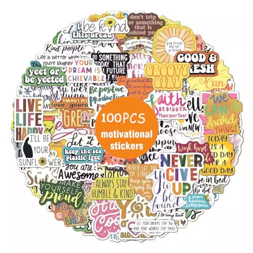 100 calcomanías motivacionales, calcomanías de oraciones inspiradoras, calcomanías impermeables positivas, calcomanías de vinilo para botella de agua, portátiles, computadoras, tablero de visión