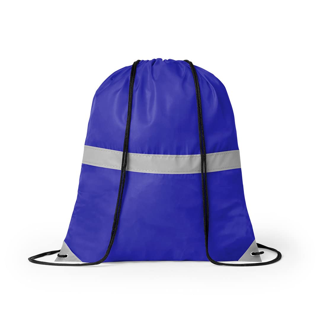 eBuyGB High Vis Drawstring Bag High Visibility Reflective Rucksack Casual Backpack Travel Unisex Sports Bag - Blue (Pack of 5)