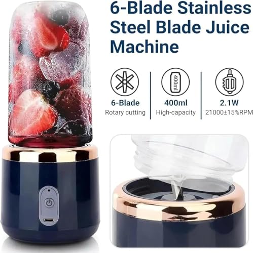 Image of Portable Juicer with Shaker Juicer, Safety Sensor 6 Blade USB Rechargeable Blender Machine for Fruit Blender, Protein Shaker Bottle, Sports, Travel, Gym (Multicolor) (Multicolor 1)