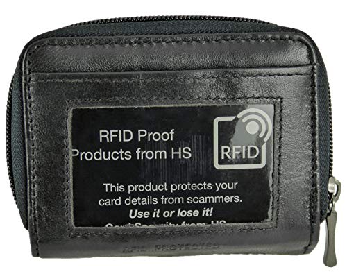 Ladies Small Compact Leather Purse with RFID Protection (Black) - Image 7