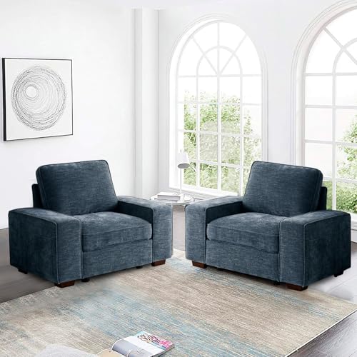 Image of TEKAMON 45 inch Accent Chair with Seat Storage, Oversized Single Sofa Chair, Modern Chenille Fabric Armchair for Living Room /Office with Wide Armrests, Side Pockets, USB Charging Washable Covers(Blue)
