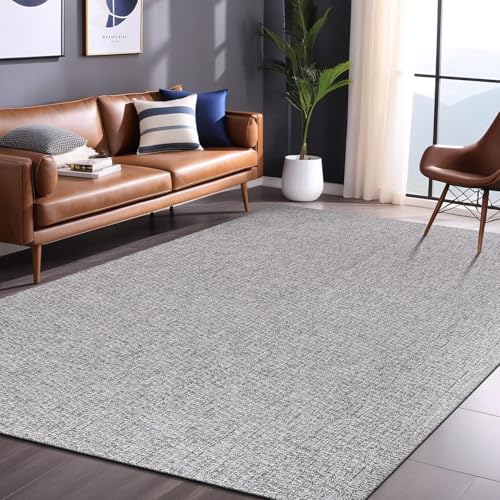 Easy Jute Rugs 8x10 Gray Color Living Room Indoor Outdoor Area Rug for Farmhouse Patio and Kitchen Rug High Traffic Washable Easy to Clean Solid Boho Woven Design Outside Carpet (8 x 10)