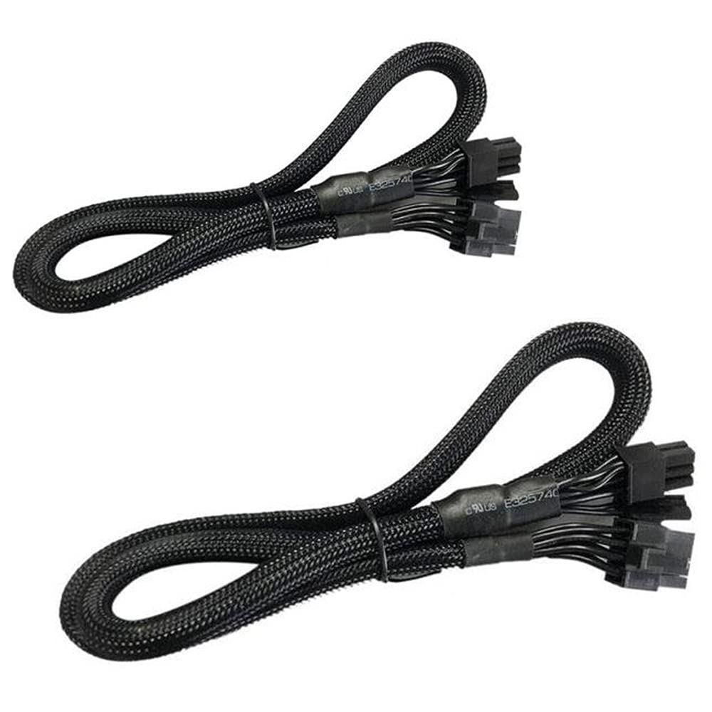 Pasuihcay 2 Pack 8 PIN to 8 Pin (6+2) PCIE VGA Supply Cable Flex for Supernova 650 750 850 1000 1600 2000 G2 G3 P2 T2 GS, Black