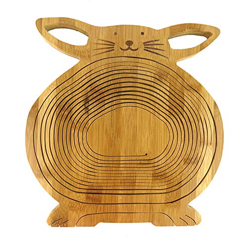 T-JMGP Assiette de Fruits Combat de Fruits Panier de Fruits créatif en Bambou, Chat, Chat Cover