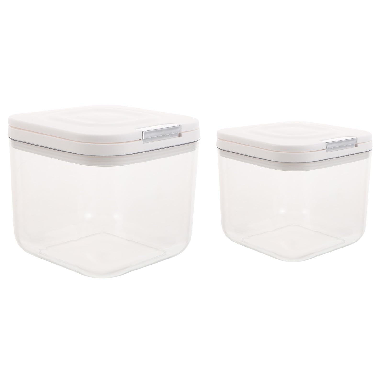 Waschmittel Aufbewahrung 2.5L und 5L, Waschpulver Box mit Deckel, Kunststoff, 2 Sets, 2 Löffel, für Wäschezubehör, feuchte Räume, platzsparend