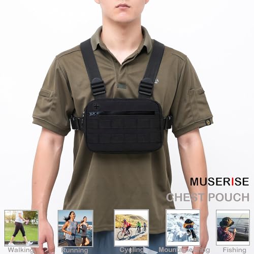 Muserise Outdoor Water Resistant Chest Bag For Men,Tactical Edc Chest Pack With Built-In Phone Holder thumb #1