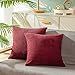 CaliTime Kissenbezüge Kissenhülle 2er-Pack Bequeme Kissenbezüge für Couch, Schlafsofa, bequem, superweich, Kordsamt, Maisstreifen, beide Seiten, 50 cm x 50 cm, Burgunderrot