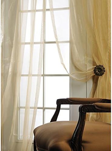 Puresilks Ivory Silk Organza 108-inch Wide X 120" Long Sheer Curtain Panel