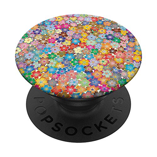 Cellphone Button Pop Up Holder Pressed Flower Rainbow Floral PopSockets PopGrip: Agarre intercambiable para Teléfonos y Tabletas
