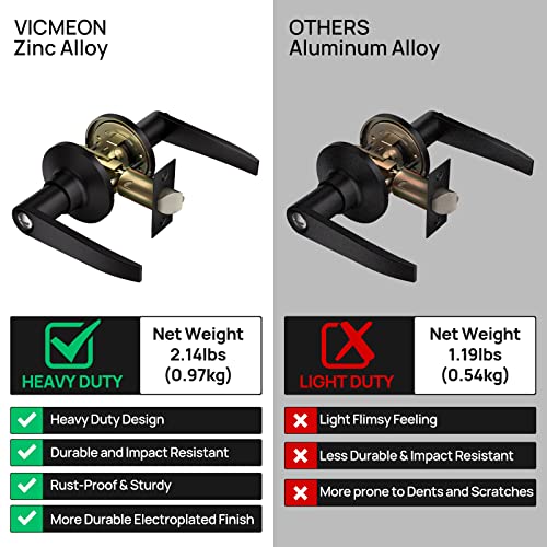 Vicmeon Privacy Lever Door Handle, Privacy Door Levers Interior, Keyless Handles Lock For Bedroom Or Bathroom, Reversible For Right & Left Side, Matte Black #TOP4