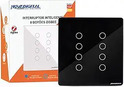 Interruptor Zigbee 8 Botões Touch Tuya Google Alexa (Preto)