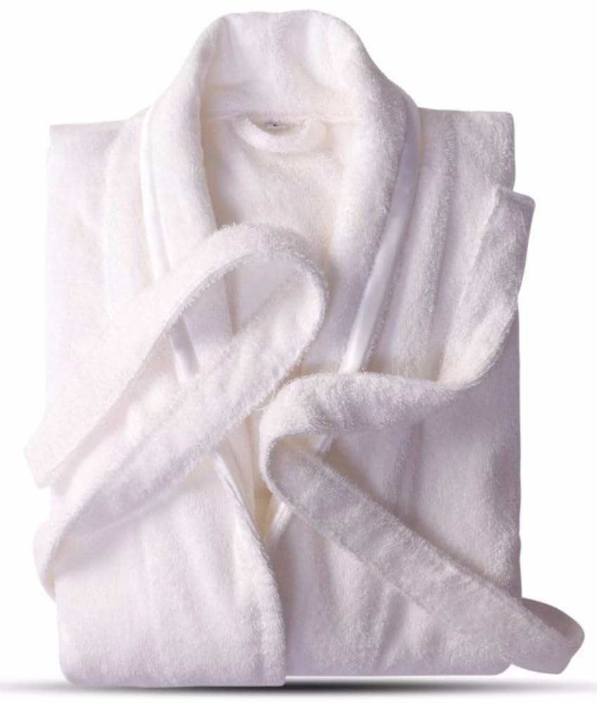 Bathrobe, 100% Cotton, Towel Fabric, Men's, Women's, Gown, Loungewear, Organic Cotton, Gentle to the Touch, Unisex, Hotel, Bath, Long, Absorbent, Quick Drying, Thermal, Bath Supplies ivory white (heavyweight) 2XL