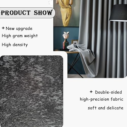 Image of Room Divider Curtains for Ceiling Track Rod, 100% Blackout Ceiling Track Curtains with Hooks Noise Reduction Privacy Curtain for Wall Ceiling Mount Track, 8.3 ft Wide x 7 ft Tall, Black, 1 Panel