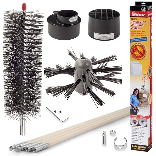 Dryer Vent Duct Cleaning Kit - Gardus RLE202 LintEater Rotary Dryer Vent Cleaner Kit, Removes Lint, Dryer Vent Cleaning System Extends Up to 12’ with 4 Flexible 3' Rods, Air Duct Cleaning Tools by Gardus - Used condition - US$28.18