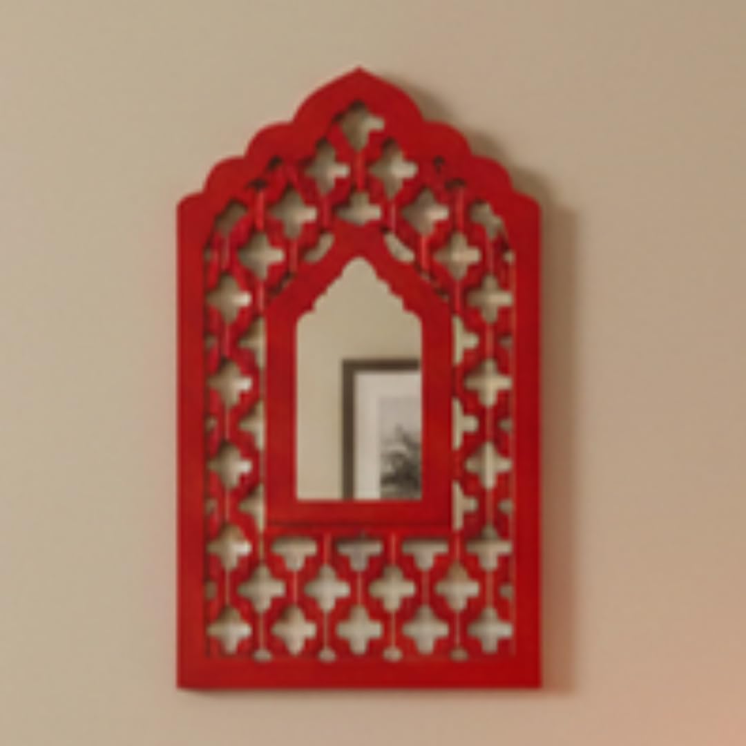 Mughal Jharokha Mirror - Handmade Wooden Wall Art -7