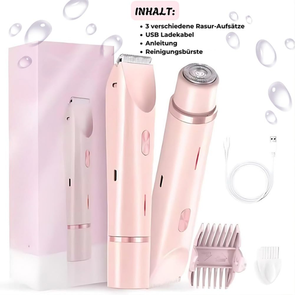 Silky Splash Maquinilla de afeitar, afeitadora Silkysplash, zona íntima para mujer, 2 en 1, recortadora eléctrica de bikini para mujer, para cara, cuerpo, pierna, húmedo y seco, afeitado suave (rosa y