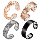 Cigmag 4PCS Copper Rings for Women, Pure Copper Magnetic Ring Strong Magnets, Adjustable Thumb Finge